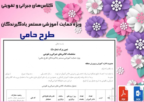 مشخصات کلاس‌های جبرانی و تقویتی  ویژه حمایت آموزشی مستمر یادگیرندگان (طرح حامی)