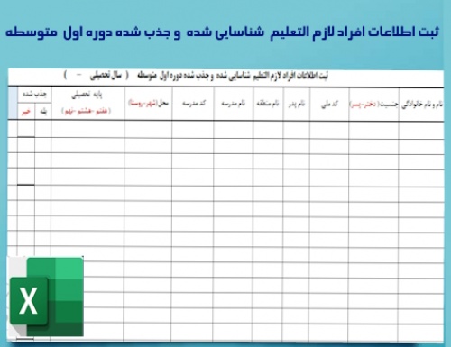 ثبت اطلاعات افراد لازم التعلیم  شناسایی شده  و جذب شده دوره اول  متوسطه