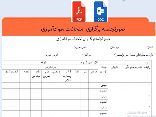صورتجلسه برگزاری امتحانات سوادآموزی