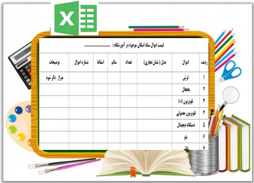 لیست اموال ستاد اسکان موجود در آموزشگاه 