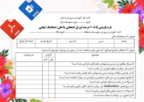 فرم خام  ارزیابی کیفی سؤالات آزمون تصیح اوراق 