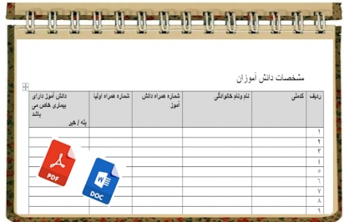 فرم خام مشخصات دانش آموزان جهت اردوی دانش آموزی